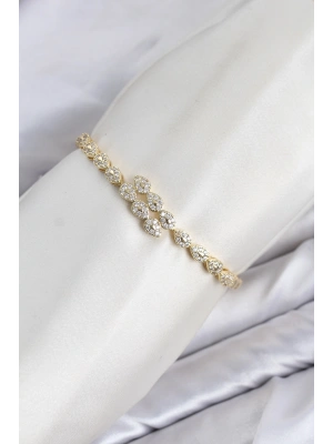 MuI MuI CM Damla Model Zirkon Taşlı VIP Seri Gold Renk Pirinç Kadın Bileklik