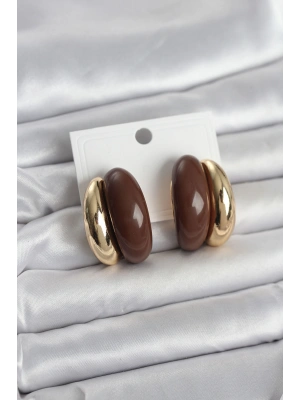 MuI MuI Damla Model Kahverengi Vintage Gold Renk Kadın Küpe