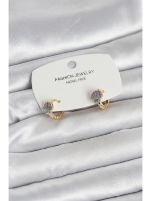 MuI MuI Deniz Kabuğu Model Gold Pirinç Çocuk Küpe