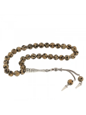 MuI MuI ​Doğaltaş Metal Püsküllü Dalmaçyalı Jasper Taşı Tesbih