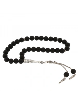 MuI MuI ​Doğaltaş Metal Püsküllü Mat Oniks Taşı Tesbih