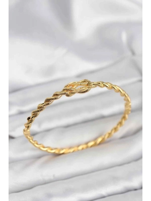 MuI MuI Düğüm Model Pirinç Gold Renk Kadın Kelepçe Bileklik