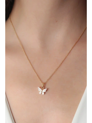 MuI MuI Gold Beyaz Renk Kelebek Figür Kadın Kolye