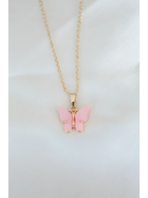 MuI MuI Gold Kaplama Pembe Sedefli Kelebek Kolye