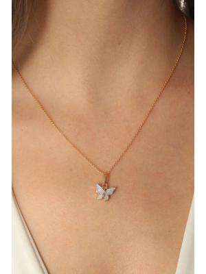 MuI MuI Gold Mavi Renk Kelebek Figür Kadın Kolye