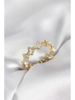 MuI MuI Goldfarbener Schmetterlingsring aus Messing für Damen