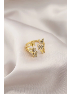 MuI MuI Gold Renk Metal Kelebek Model Kadın Yüzük