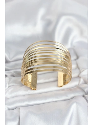 MuI MuI Gold Renk Pirinç Kaburga Model Kadın Bileklik