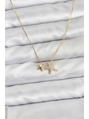 MuI MuI Gold Renk Pirinç Minimal Yıldız Model Kadın Kolye