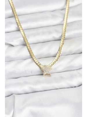 MuI MuI Gold Renk Pirinç Yıldız Zirkon Taşlı Kadın Kolye