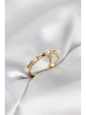 MuI MuI Goldfarbener Hängering im Knochen-Design für Damen