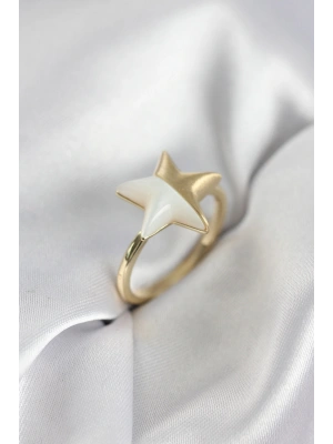 MuI MuI Goldfarbener Perlmutt-Stern-Ring für Damen