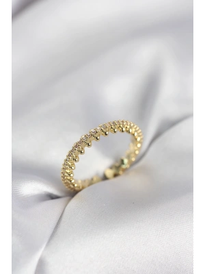 MuI MuI Goldfarbener Damenring mit angeordneten Zirkonsteinen