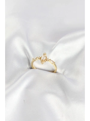 MuI MuI Gold Renk Vintage Model Zirkon Taşlı Yüzük