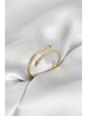 MuI MuI Goldfarbener Schlangenschwanz-Ring mit Zirkonia-Stein für Damen