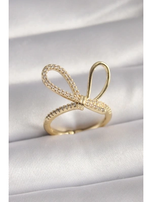 MuI MuI Gold Renk Zirkon Taşlı Düğüm Model Kadın Yüzük