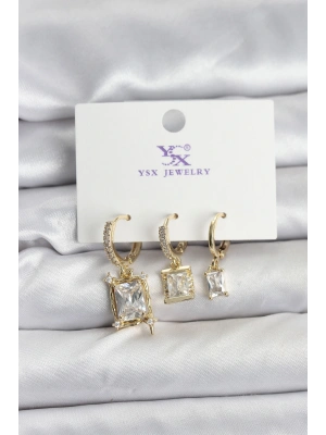 MuI MuI Gold Renk Zirkon Taşlı Kadın Küpe