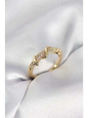 MuI MuI Goldfarbener Zirkonstein Spiral-Schlangen-Ring für Damen