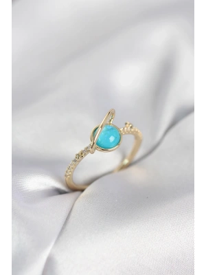 MuI MuI Goldfarbener Zirkonstein Saturn Modell Damenring