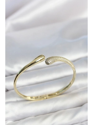 MuI MuI Gold Renk Zirkon Taşlı Tifani Model Kadın Kelepçe Bileklik