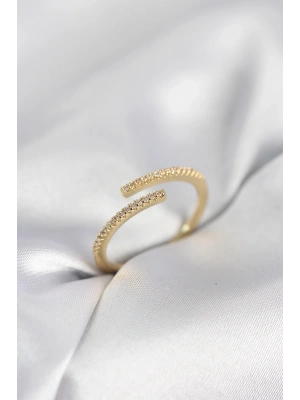 MuI MuI Goldfarbener Damenring mit Zirkonia-Stein im Schlangenstil