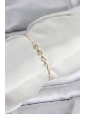 MuI MuI Gold Renk Zirkon Taşlı Yıldız Model Asansörlü Kadın Bileklik