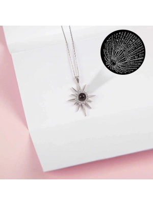 MuI MuI Gümüş 100 Dilde Seni Seviyorum Kutup Yıldızı Kadın Kolye