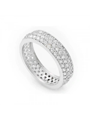 MuI MuI Gümüş 3 Sıra Beyaz Tamtur Bayan Alyans Yüzük