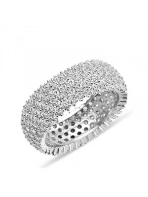 MuI MuI Gümüş 5 Sıra Beyaz Tamtur Bayan Alyans Yüzük