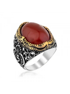 MuI MuI Gümüş Akik Taşlı Erkek Yüzük