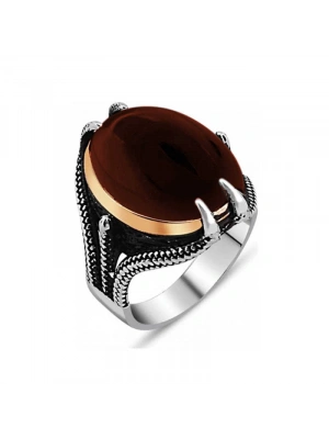 MuI MuI Gümüş Akik Taşlı Kartal Pençesi Erkek Yüzük