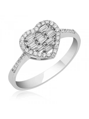 MuI MuI Gümüş Baget Taşlı Kalpli Kadın Yüzük