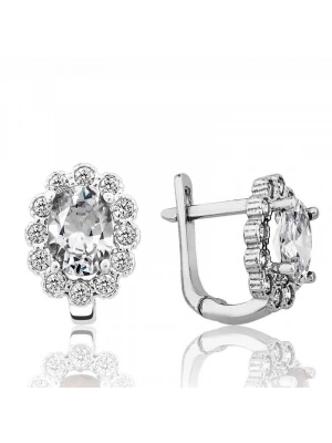 MuI MuI Gümüş Beyaz Çiçek Desenli J Kadın Küpe