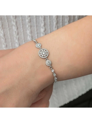 MuI MuI Gümüş Çember Beyaz Taşlı Su Yolu Kadın Bileklik