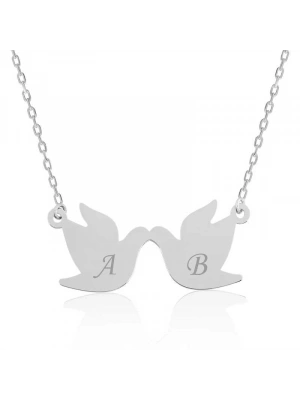 MuI MuI Gümüş Çifte Kumrular Harf Yazılı Kolye