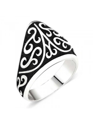 MuI MuI Gümüş Desenli Okçu Zihgir Erkek Yüzük