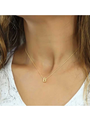 MuI MuI Gümüş Gold 3 Boyutlu B Harf Bayan Kolye