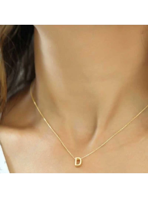 MuI MuI Gümüş Gold 3 Boyutlu D Harf Bayan Kolye