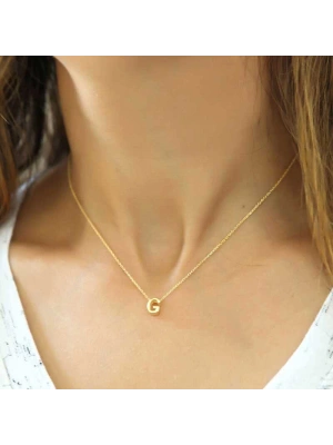 MuI MuI Gümüş Gold 3 Boyutlu G Harf Bayan Kolye