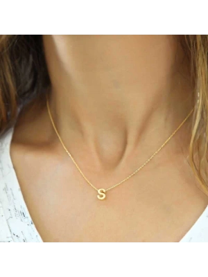 MuI MuI Gümüş Gold 3 Boyutlu S Harf Bayan Kolye