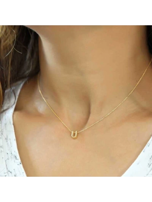MuI MuI Gümüş Gold 3 Boyutlu U Harf Bayan Kolye