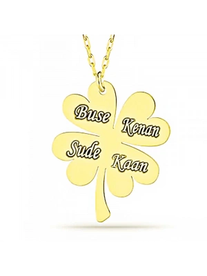 MuI MuI Gümüş Gold Dört Yaprak İsimli Yonca Bayan kolye