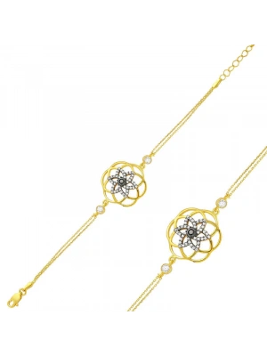 MuI MuI Gümüş Gold Sarı Yaşam Çiçeği Bayan Bileklik