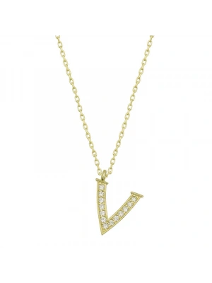 MuI MuI Gümüş Gold V Harfi Kadın Kolye