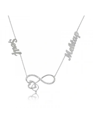 MuI MuI Gümüş İsimli Kalpli Sonsuzluk Bayan Kolye