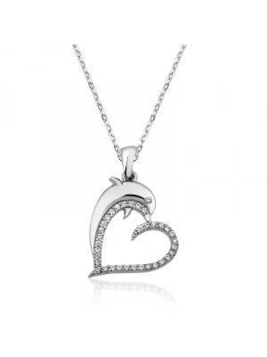 MuI MuI Gümüş Kalpli Yunus Balığı Bayan Kolye