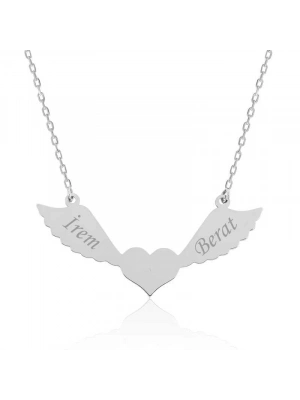 MuI MuI Gümüş Kanatlı Kalp İsimli Bayan Kolye
