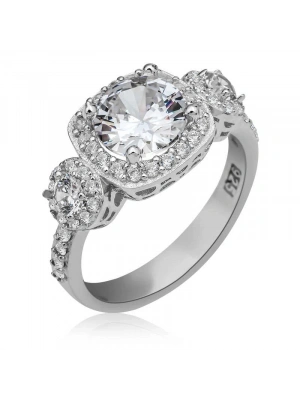 MuI MuI Gümüş Kare Montür Tek Taş Kadın Yüzük