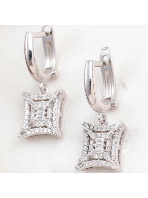 MuI MuI Gümüş Kare Zirkon Taşlı Kadın Küpe