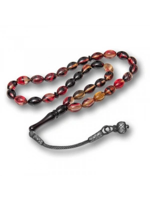 MuI MuI Gümüş Kazaz Püsküllü Sarı Siyah Kırmızı Sıkma Kehribar Tesbih